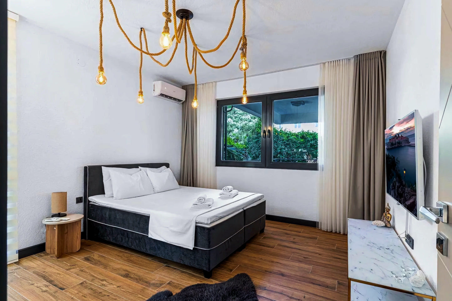 Elegant 3-Bedroom Sea View Apartment in Sveti Stefan with Terrace and Parking