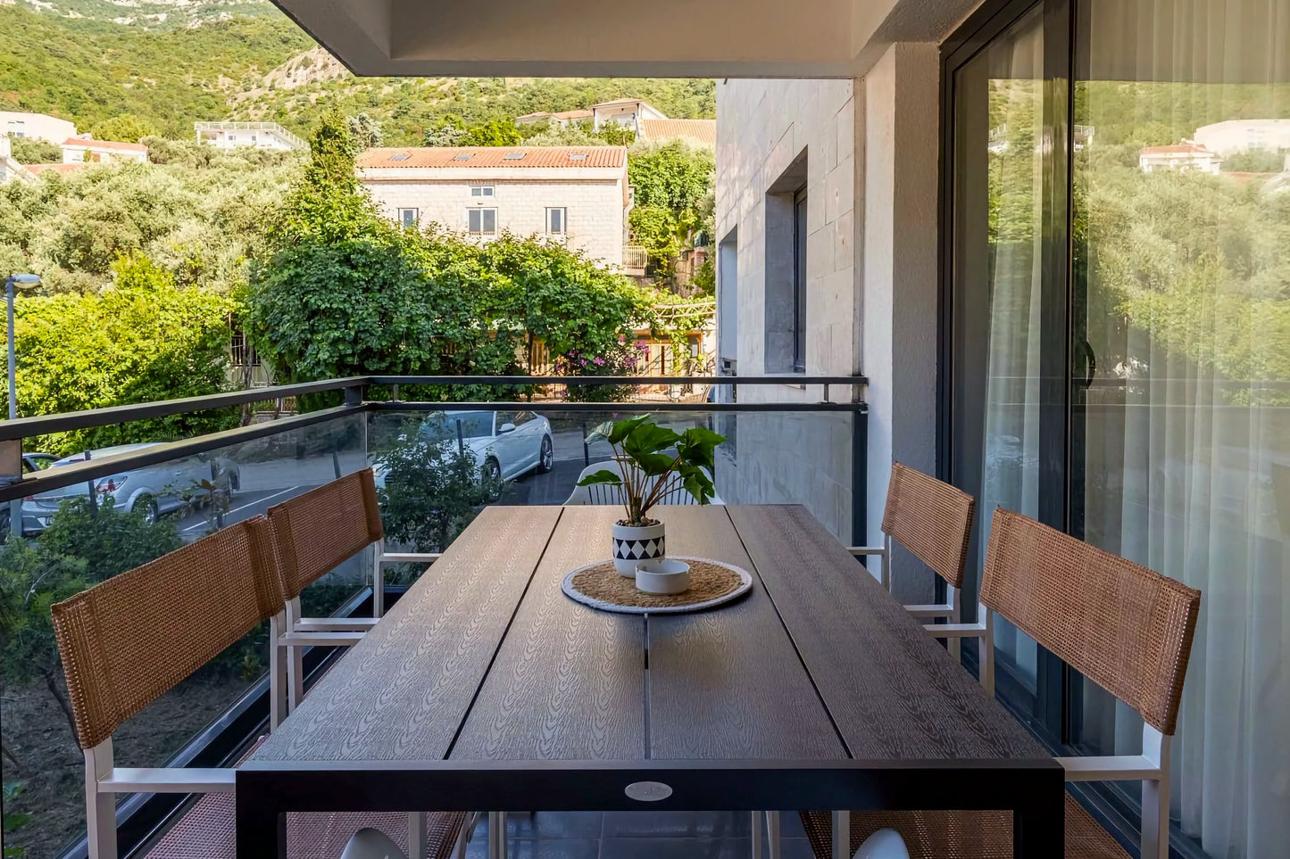 Elegant 3-Bedroom Sea View Apartment in Sveti Stefan with Terrace and Parking