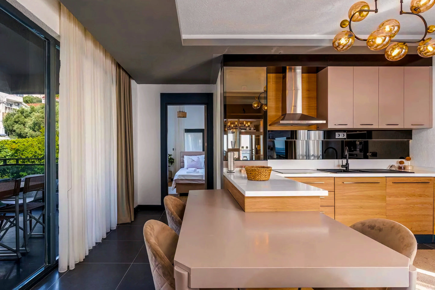 Elegant 3-Bedroom Sea View Apartment in Sveti Stefan with Terrace and Parking