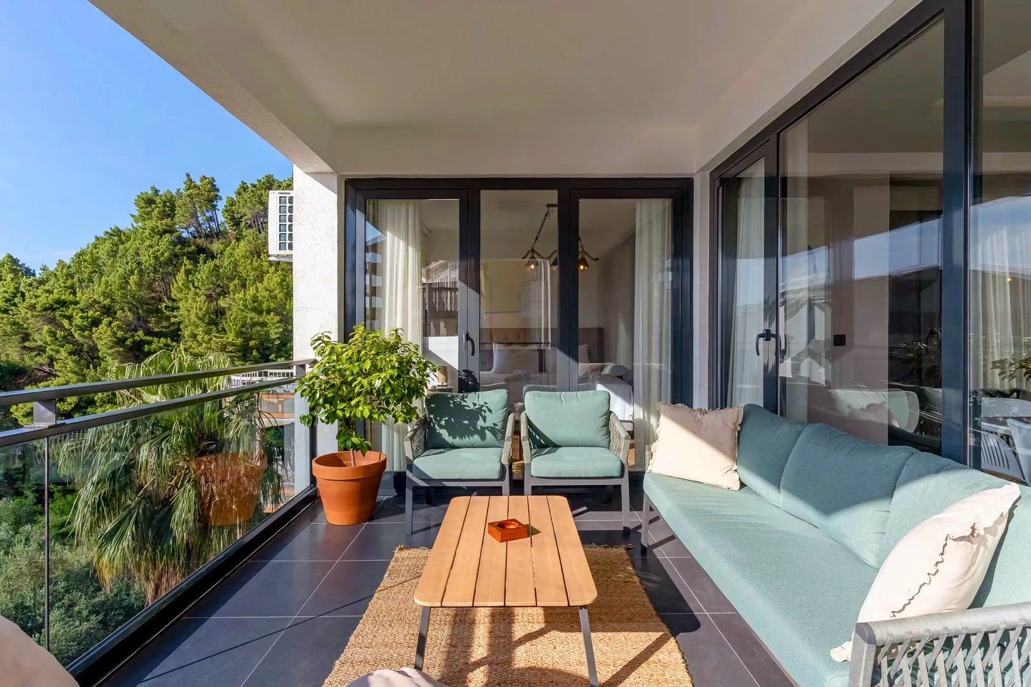 Elegant 3-Bedroom Sea View Apartment in Sveti Stefan with Terrace and Parking